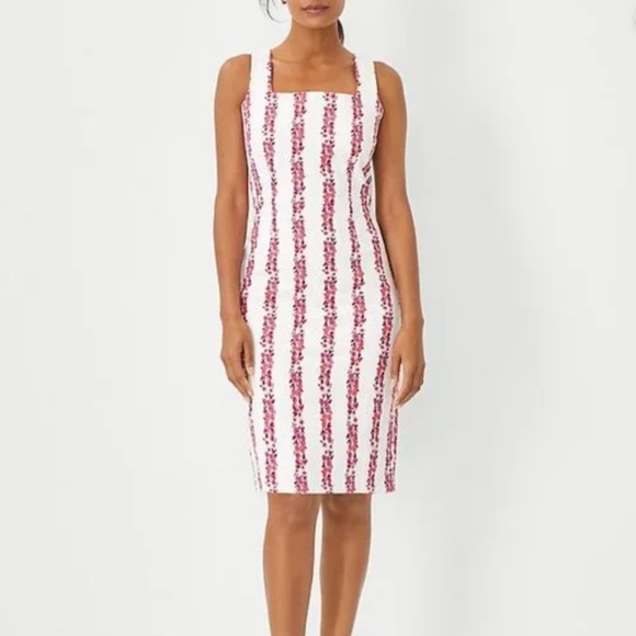 Ann Taylor Floral Square Neck Sleeveless Sheath Dress NWT - Picture 1 of 11